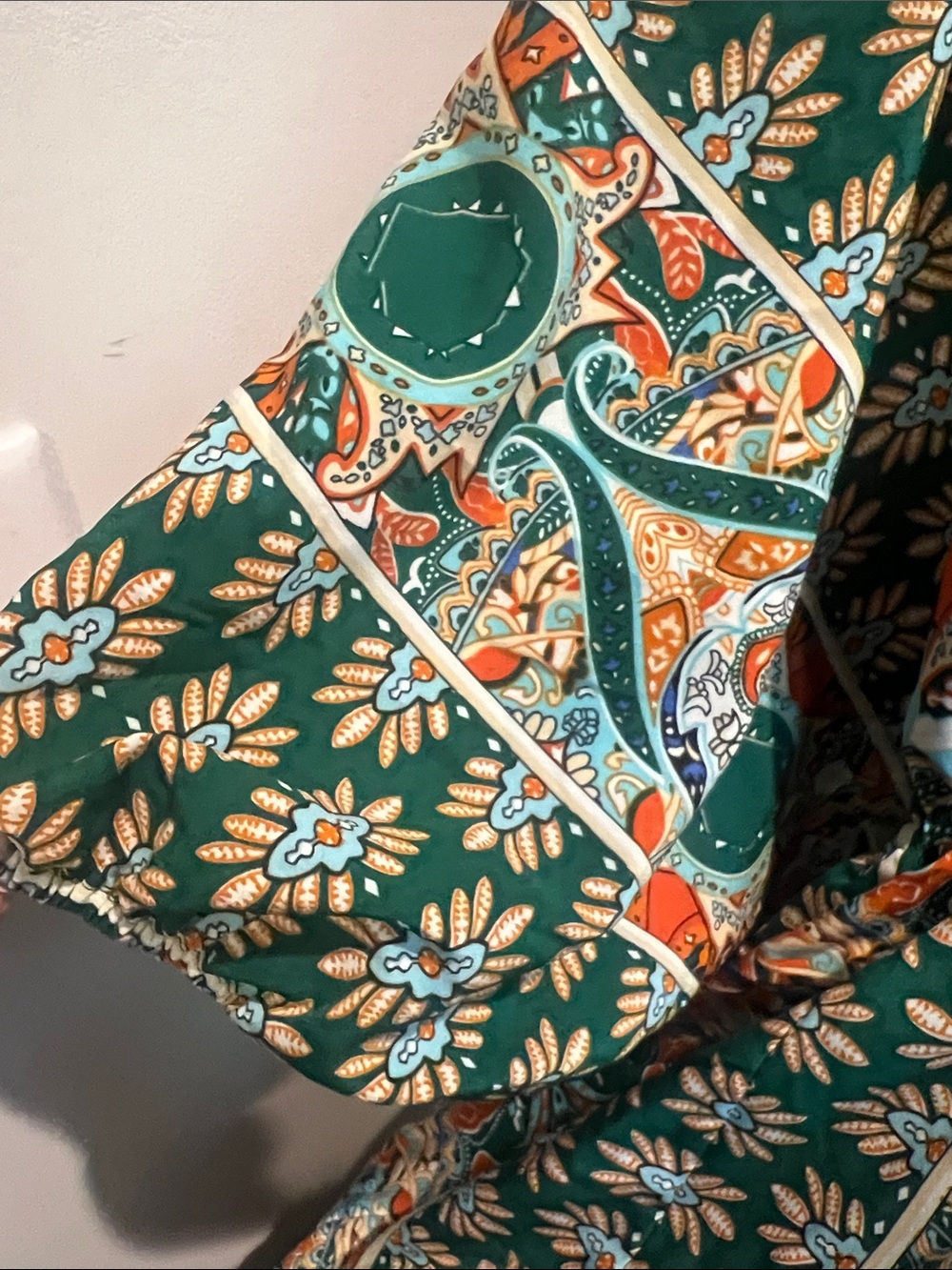 Cupshe Green Floral Paisley Mini Dress with Orange Accents - Picture 3 of 5